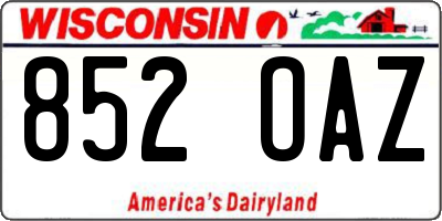 WI license plate 852OAZ
