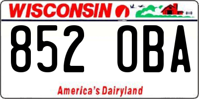 WI license plate 852OBA
