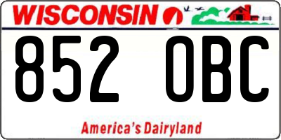 WI license plate 852OBC