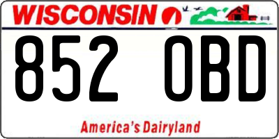 WI license plate 852OBD