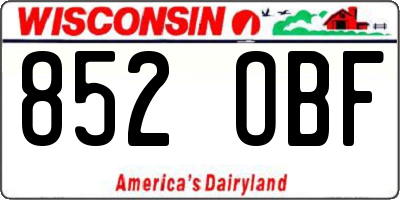 WI license plate 852OBF
