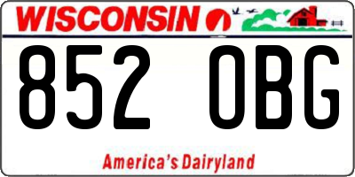 WI license plate 852OBG