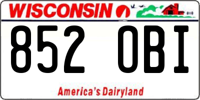WI license plate 852OBI