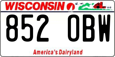 WI license plate 852OBW