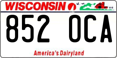 WI license plate 852OCA