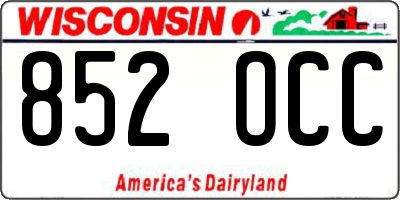 WI license plate 852OCC