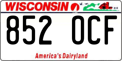 WI license plate 852OCF