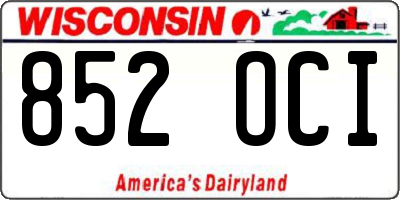 WI license plate 852OCI