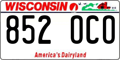 WI license plate 852OCO