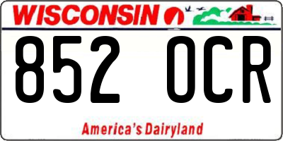 WI license plate 852OCR
