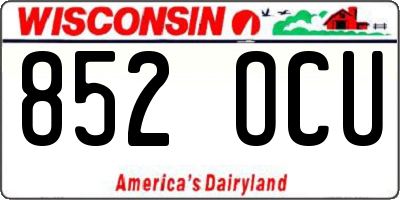 WI license plate 852OCU
