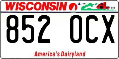 WI license plate 852OCX