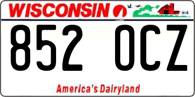 WI license plate 852OCZ
