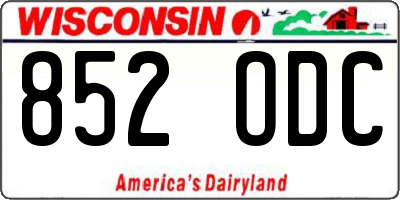 WI license plate 852ODC