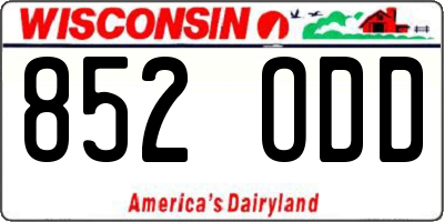 WI license plate 852ODD