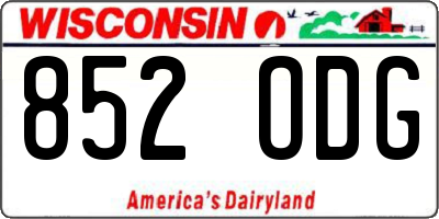 WI license plate 852ODG