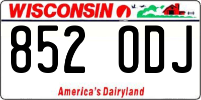 WI license plate 852ODJ