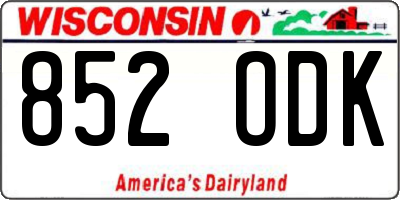 WI license plate 852ODK
