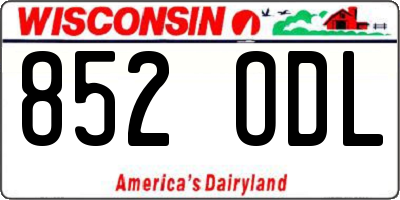 WI license plate 852ODL