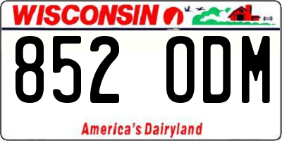 WI license plate 852ODM
