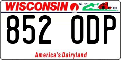 WI license plate 852ODP