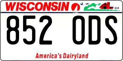 WI license plate 852ODS