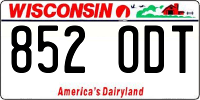 WI license plate 852ODT