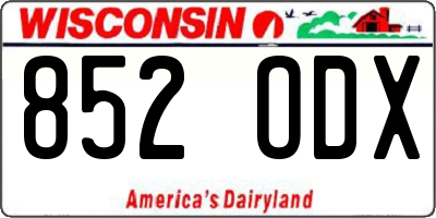 WI license plate 852ODX