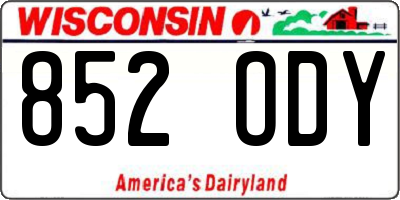 WI license plate 852ODY