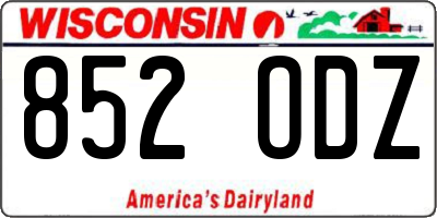 WI license plate 852ODZ