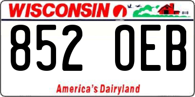 WI license plate 852OEB
