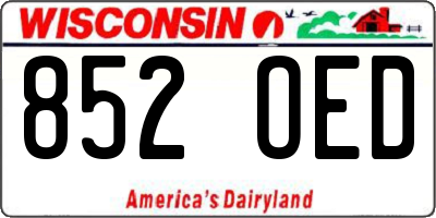 WI license plate 852OED