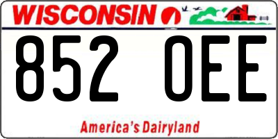 WI license plate 852OEE
