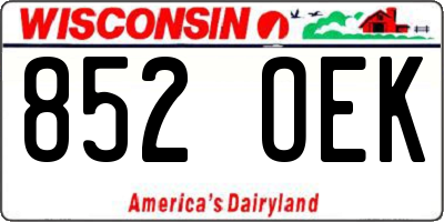 WI license plate 852OEK