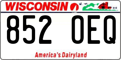 WI license plate 852OEQ