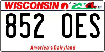 WI license plate 852OES