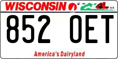 WI license plate 852OET