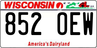 WI license plate 852OEW