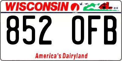 WI license plate 852OFB