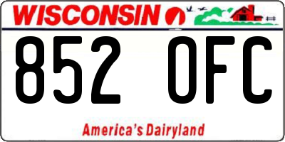 WI license plate 852OFC