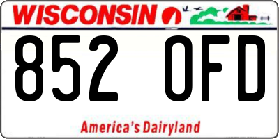 WI license plate 852OFD