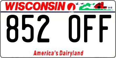 WI license plate 852OFF