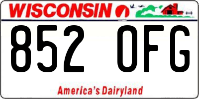 WI license plate 852OFG