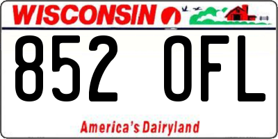 WI license plate 852OFL