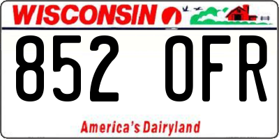 WI license plate 852OFR