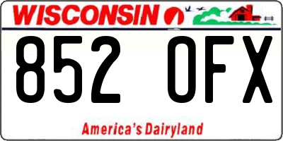 WI license plate 852OFX
