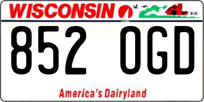 WI license plate 852OGD