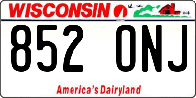 WI license plate 852ONJ