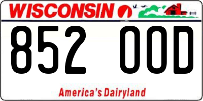 WI license plate 852OOD