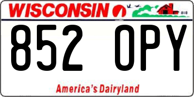 WI license plate 852OPY